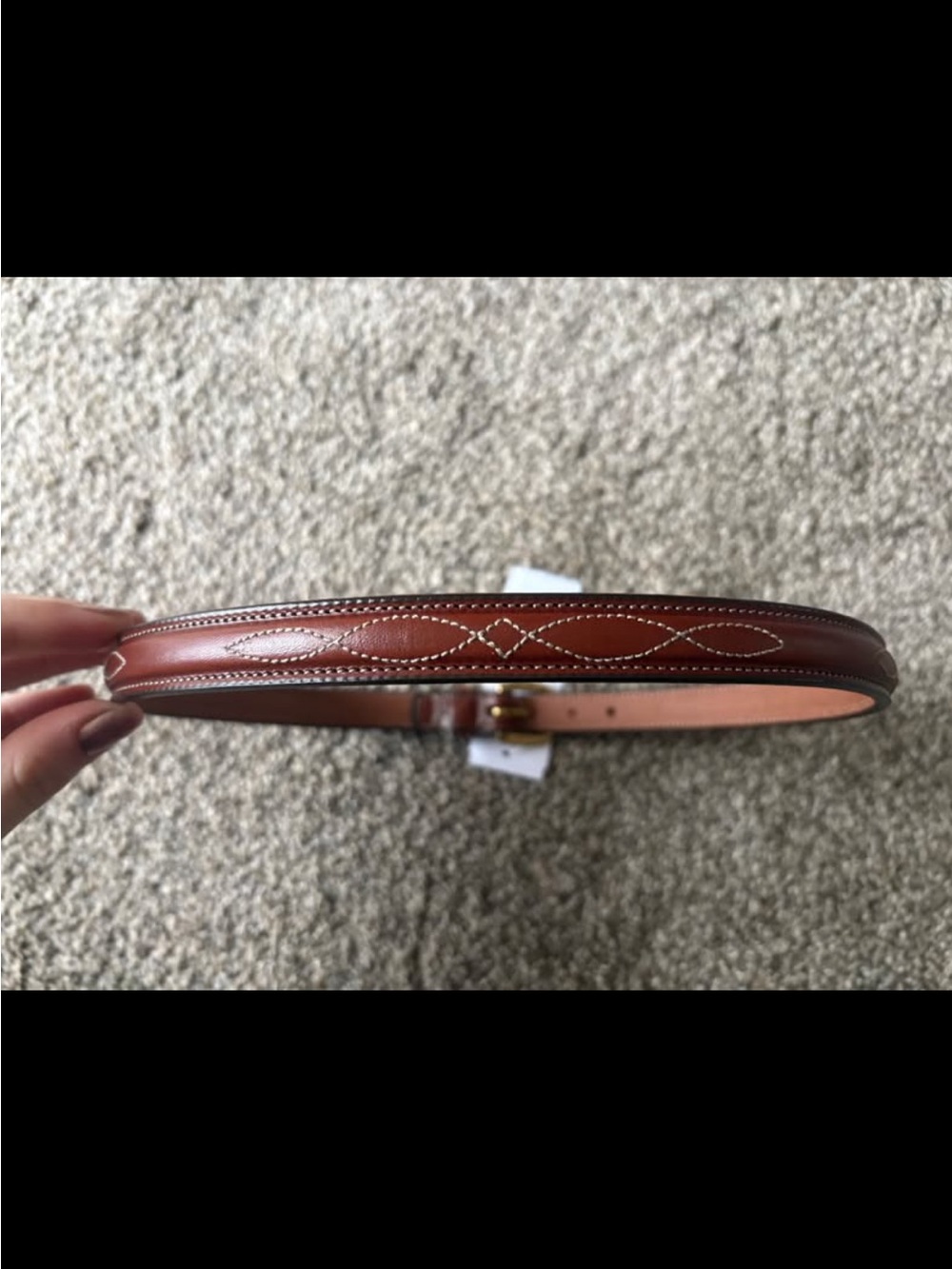 Tory Burch Slim Leather Belt in Brown with Gold Buckle - Picture 5 of 6